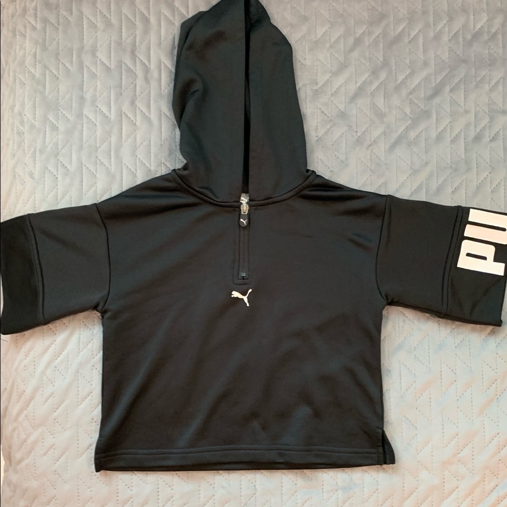 Black Puma shirt with hoodie. Girls size - 7